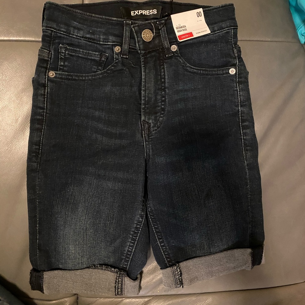 Express Denim High waisted Bermuda shorts